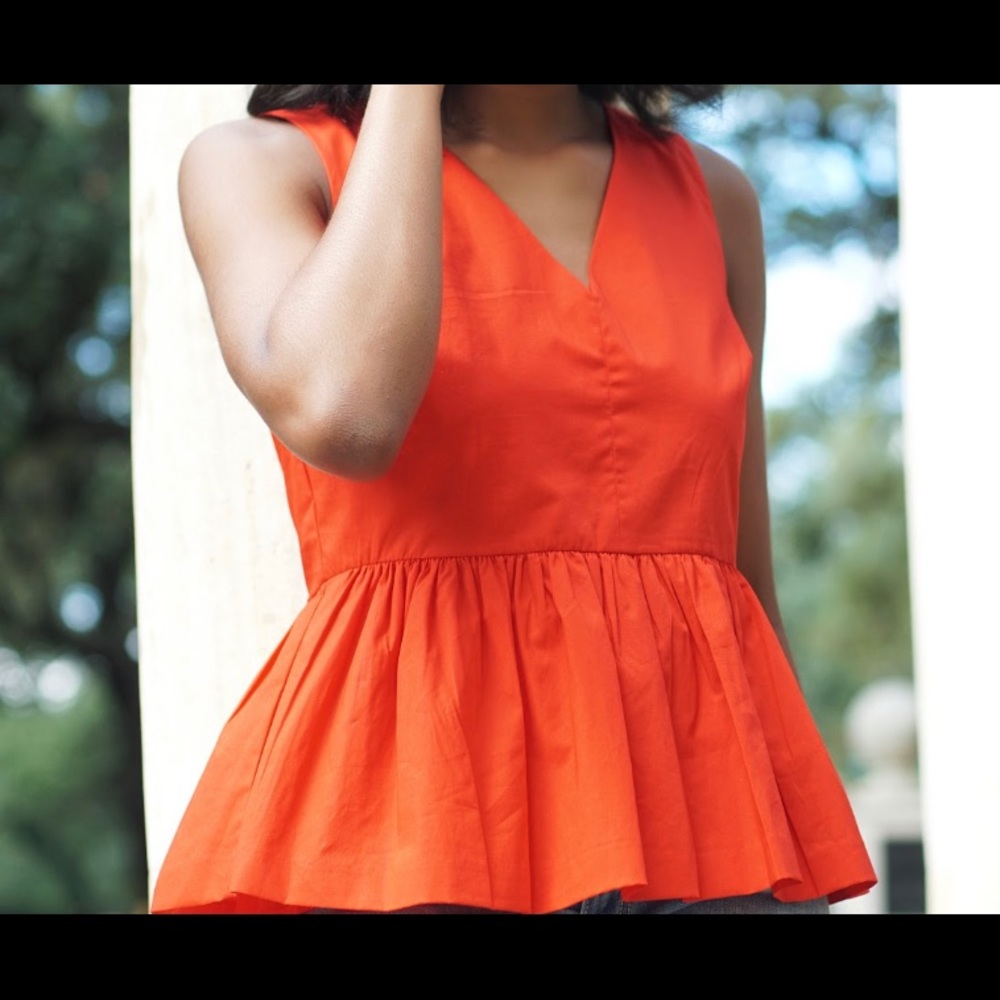 red/orange j crew top